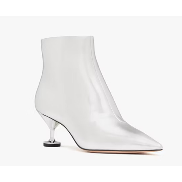 Kate Spade Women Garnish Zip-up Pump Booties Size 9 Silver NWT - Picture 6 of 8